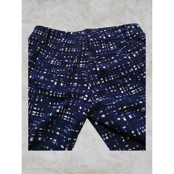 Ann Taylor Ladies flat front pockets blue white spandex blend pants size 8 - Picture 9 of 11
